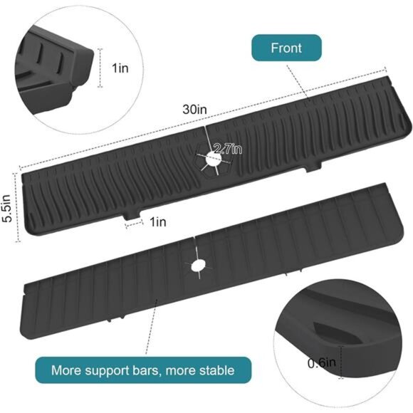 Kitchen Sink Splash Guard, 30" Sink Splash Guard, Faucet Mat, Longer Silicone - Picture 3 of 16